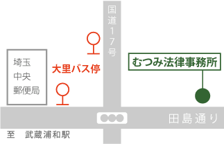 むつみ法律事務所　大里バス停からの地図